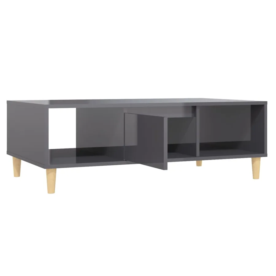 Table basse gris brillant 103,5x60x35 cm bois d'ingénierie - 7