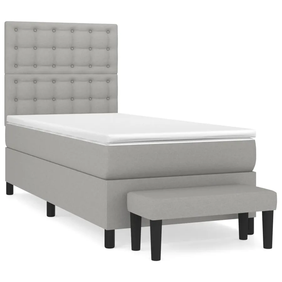 Sommier à lattes de lit et matelas Gris clair 90x190 cm Tissu - 2