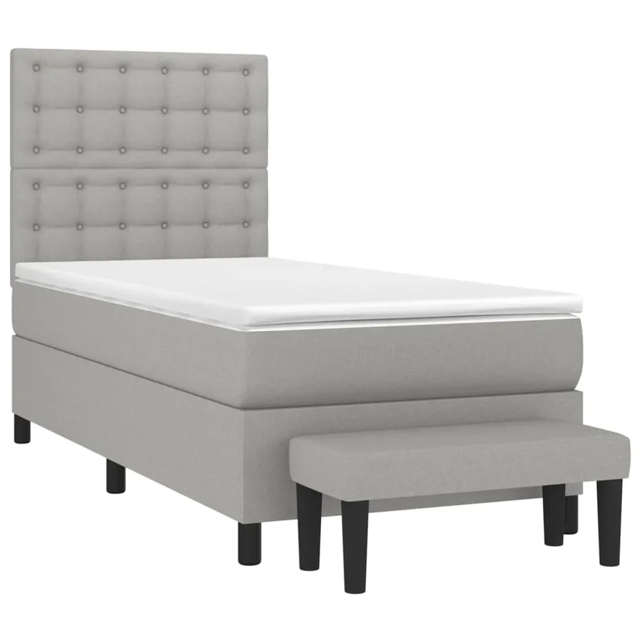 Sommier à lattes de lit et matelas Gris clair 90x190 cm Tissu - 3