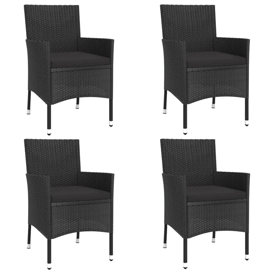 Ensemble à manger de jardin coussins 5pcs Noir Résine tressée - 4