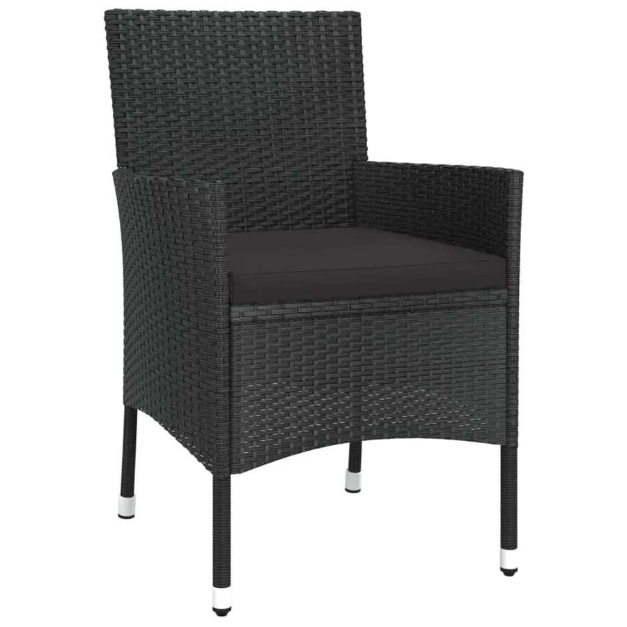 Ensemble à manger de jardin coussins 5pcs Noir Résine tressée - 5