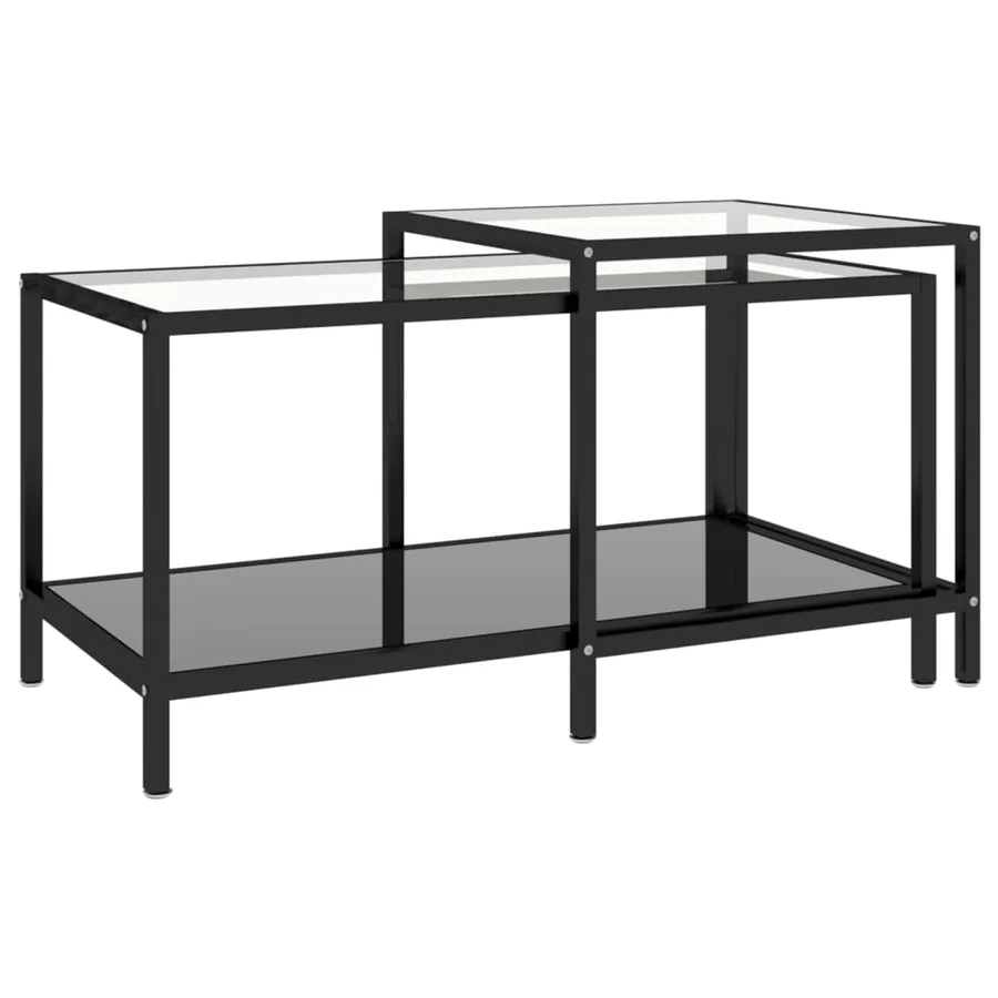 Tables à thé 2 pcs Verre trempé Noir - 2