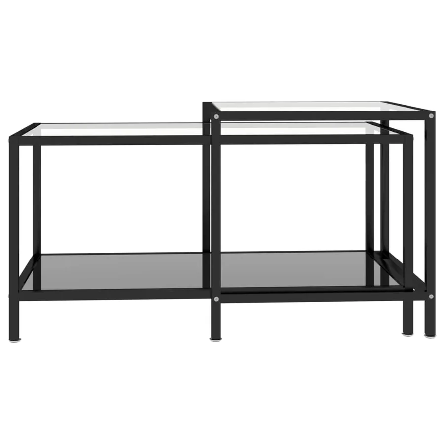 Tables à thé 2 pcs Verre trempé Noir - 3