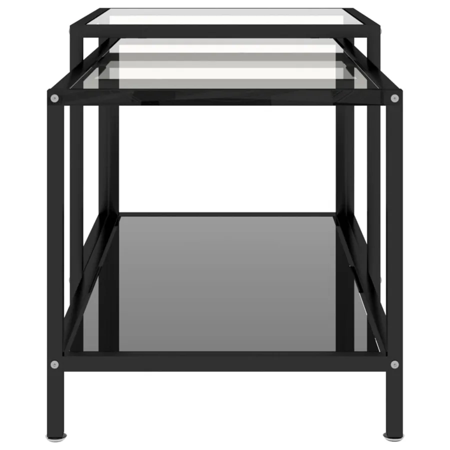 Tables à thé 2 pcs Verre trempé Noir - 4