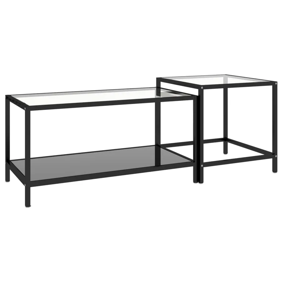 Tables à thé 2 pcs Verre trempé Noir - 5