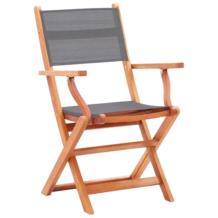 Chaises pliables de jardin lot de 4 Gris Eucalyptus textilène - 2
