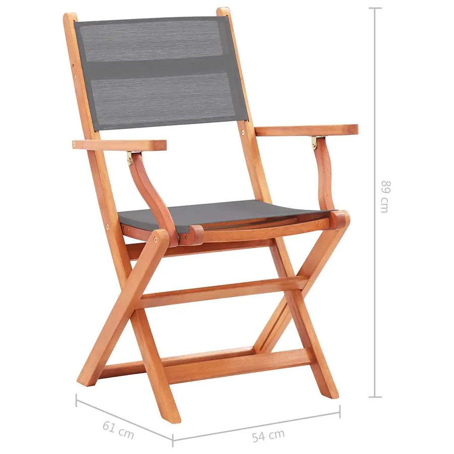 Chaises pliables de jardin lot de 4 Gris Eucalyptus textilène - 9