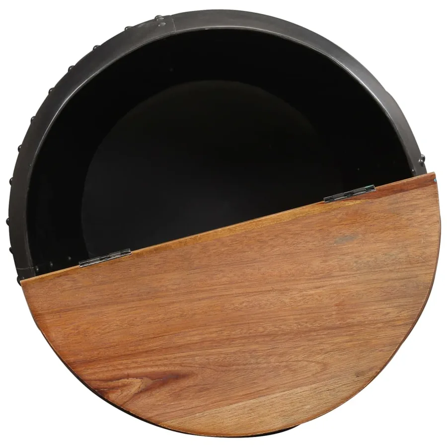 Table basse 53x43 cm Bois de récupération massif - 5