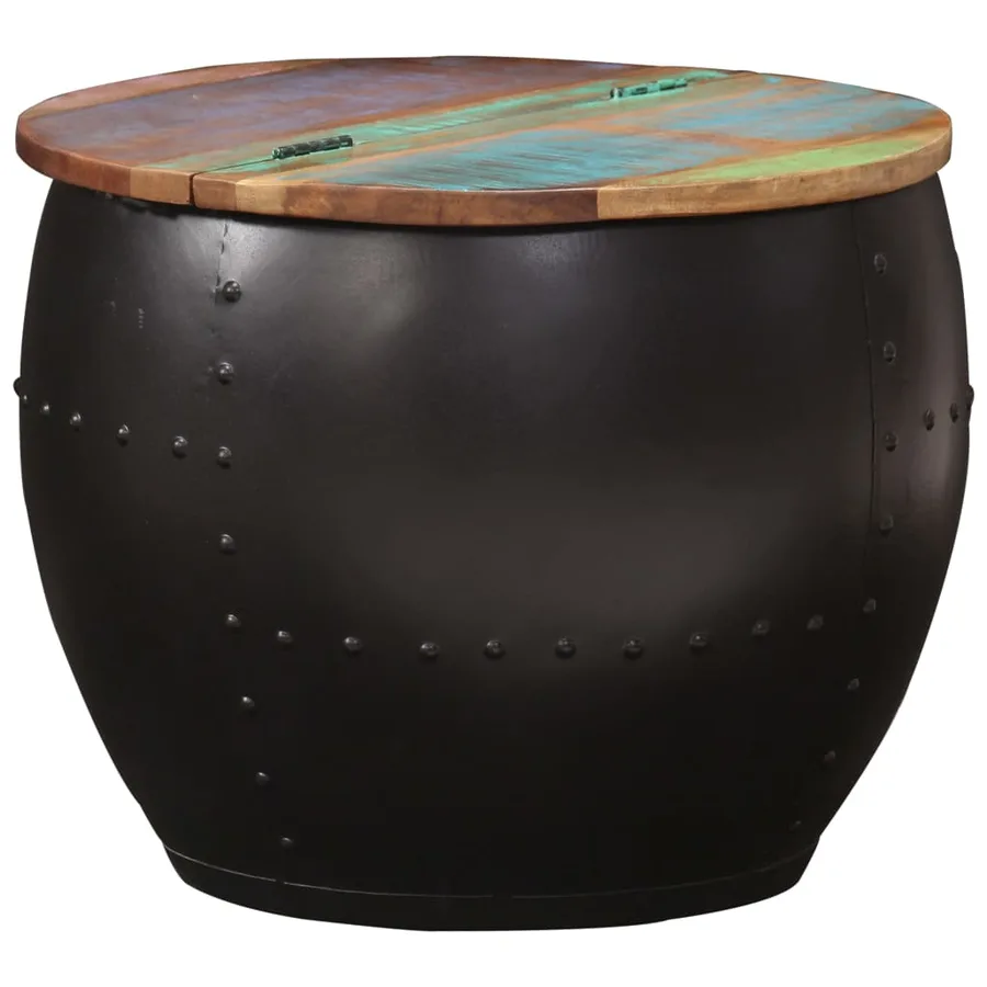 Table basse 53x43 cm Bois de récupération massif - 9