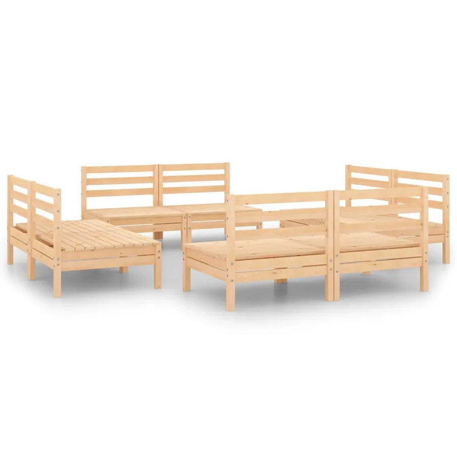 Salon de jardin 8 pcs Bois de pin massif - 2