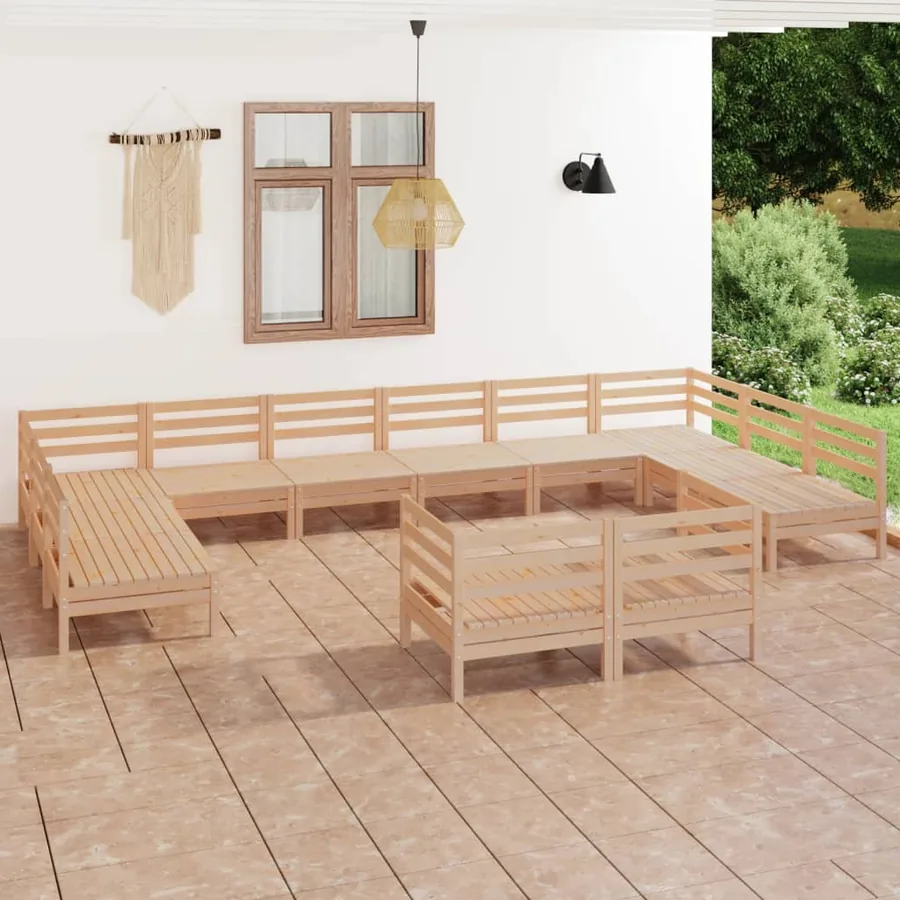 Salon de jardin 12 pcs Bois de pin massif