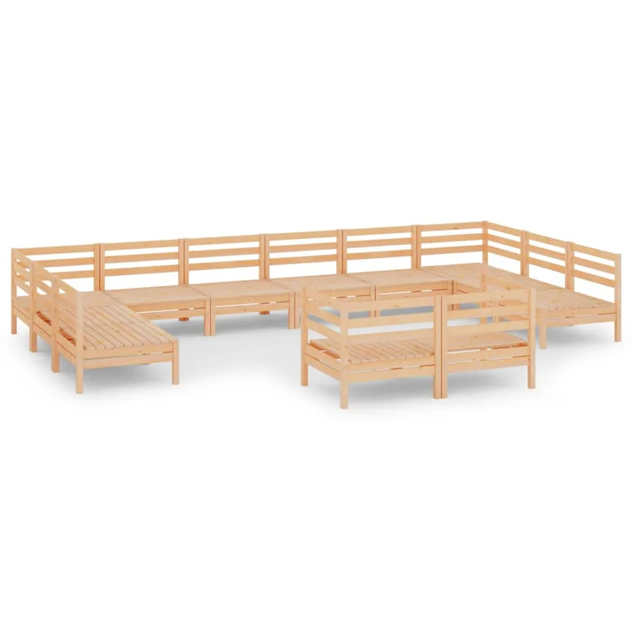 Salon de jardin 12 pcs Bois de pin massif - 2