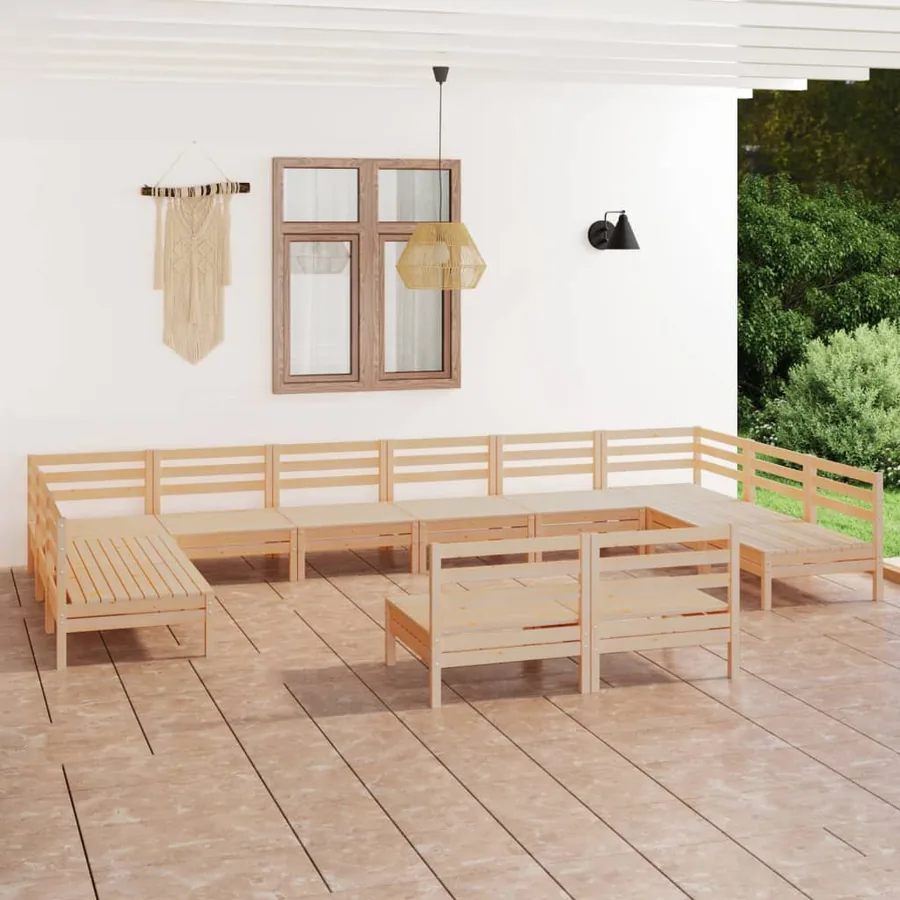 Salon de jardin 12 pcs Bois de pin massif