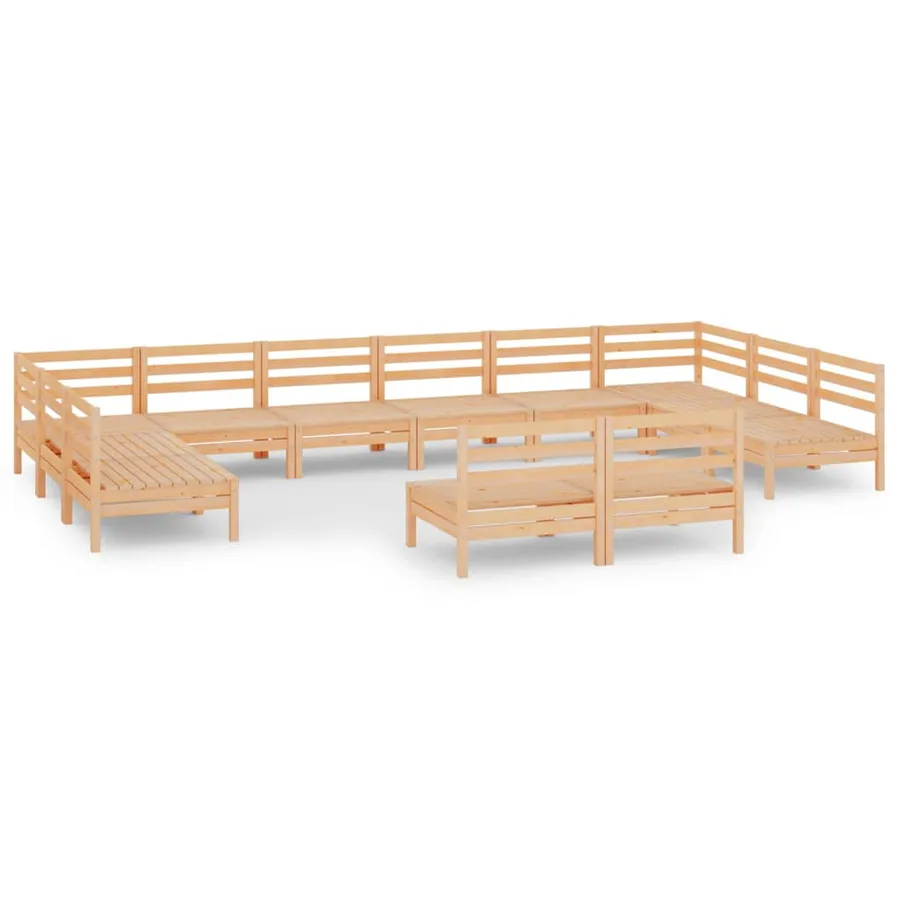 Salon de jardin 12 pcs Bois de pin massif - 2