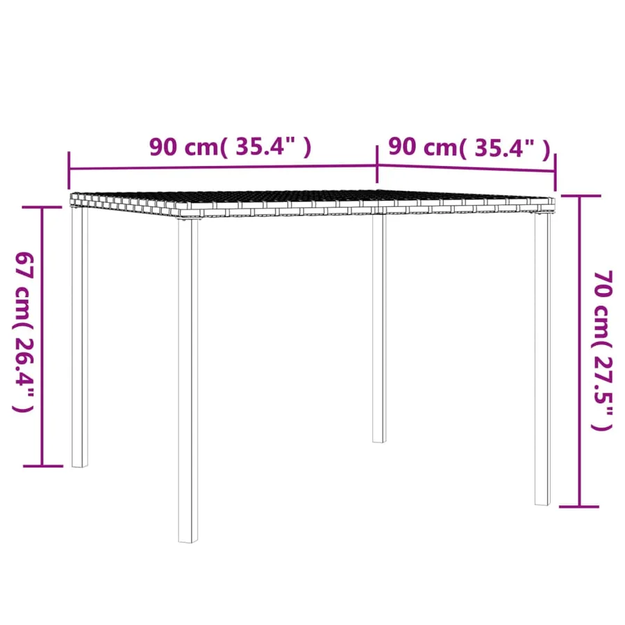 Ensemble à manger de jardin coussins 6pcs noir résine tressée - 13