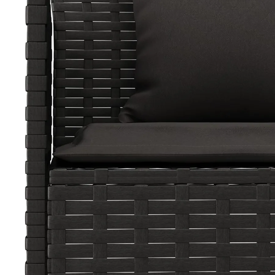 Ensemble à manger de jardin coussins 6pcs noir résine tressée - 6