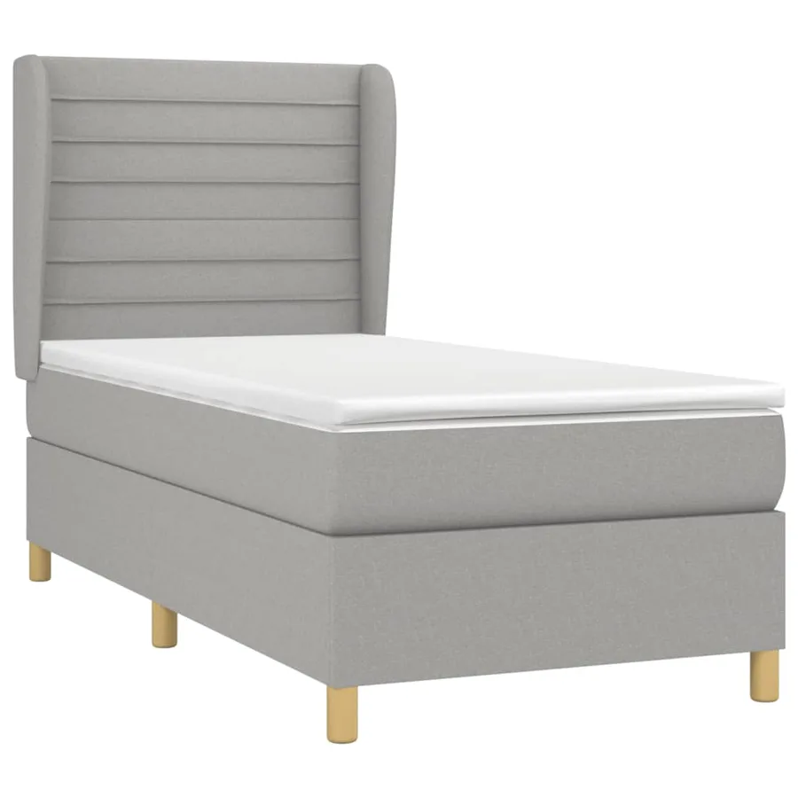 Sommier à lattes de lit avec matelas Gris clair 100x200cm Tissu - 3