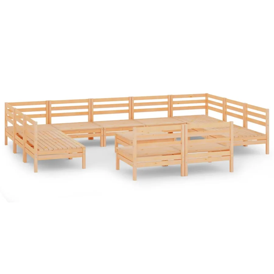 Salon de jardin 12 pcs Bois de pin massif - 2