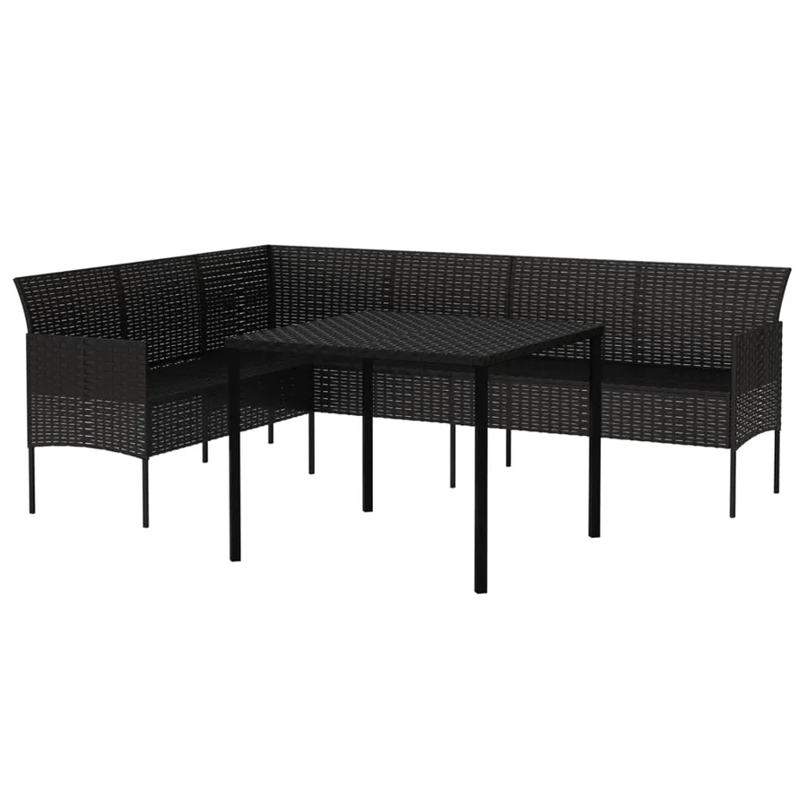 Ensemble à manger de jardin coussins 2pcs noir résine tressée - 4