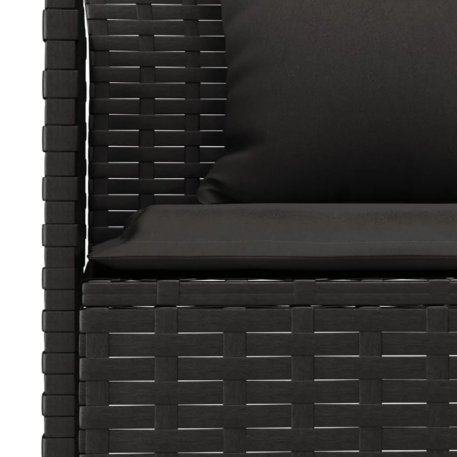 Ensemble à manger de jardin coussins 2pcs noir résine tressée - 6