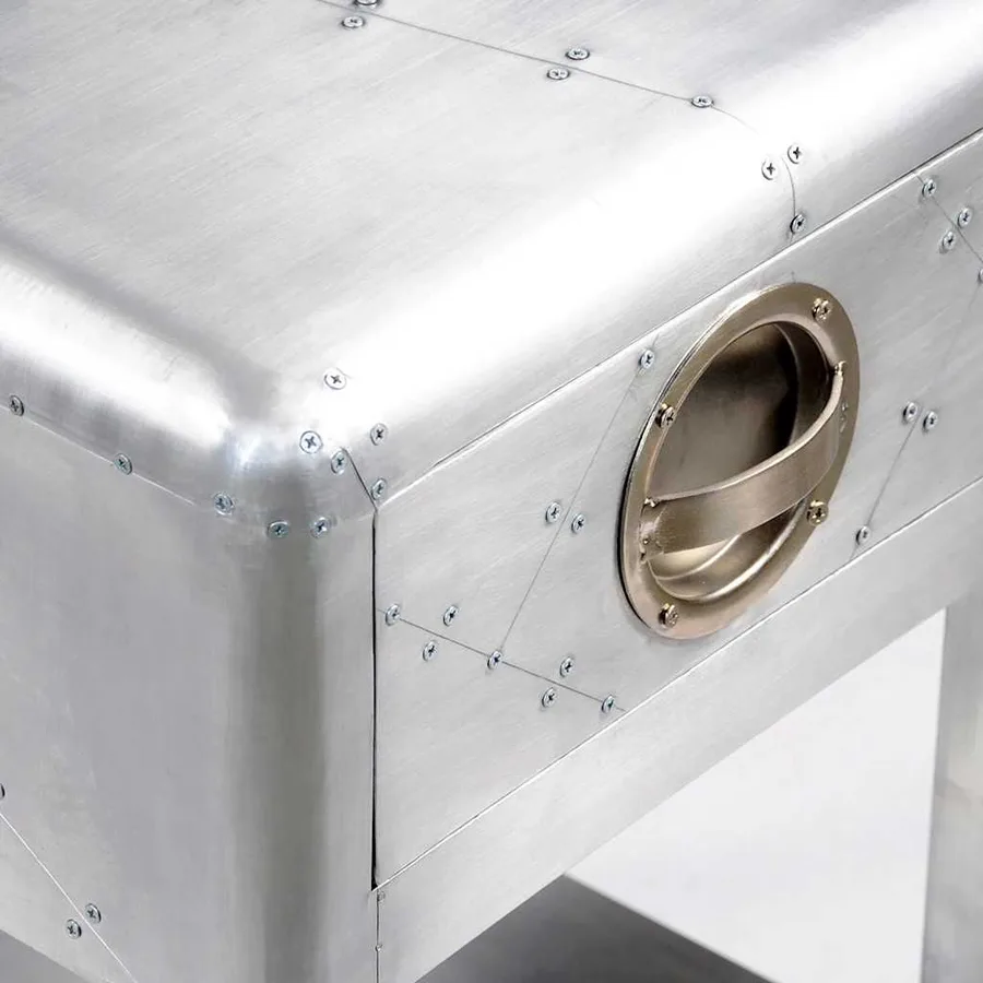 Table de coin avec 1 tiroir vintage Style d'aviation - 6