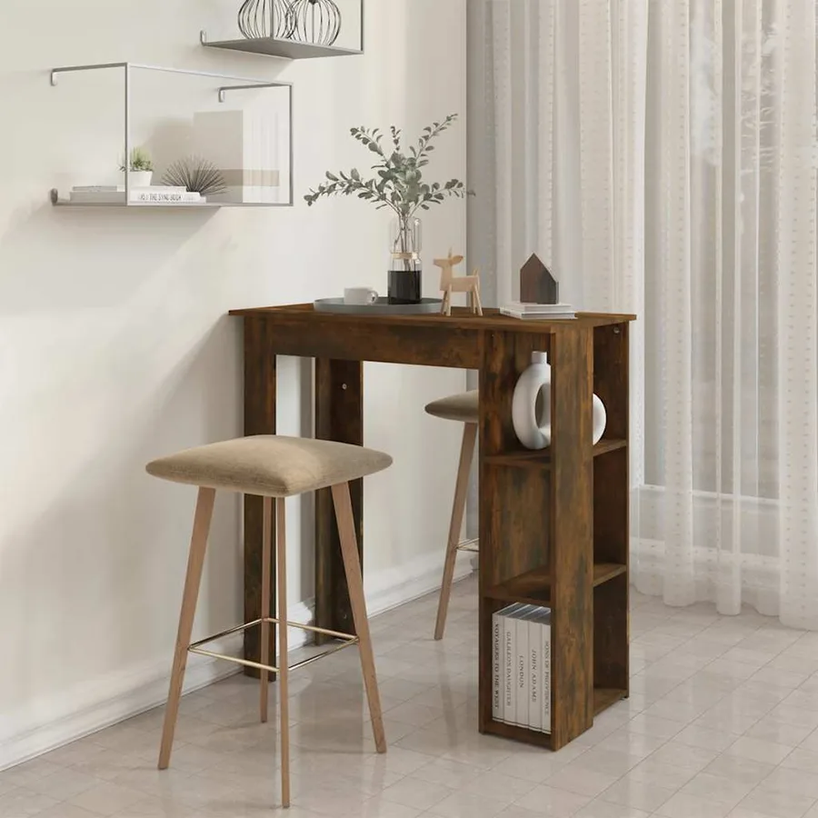 Table de bar avec étagère chêne fumé bois d'ingénierie - 6
