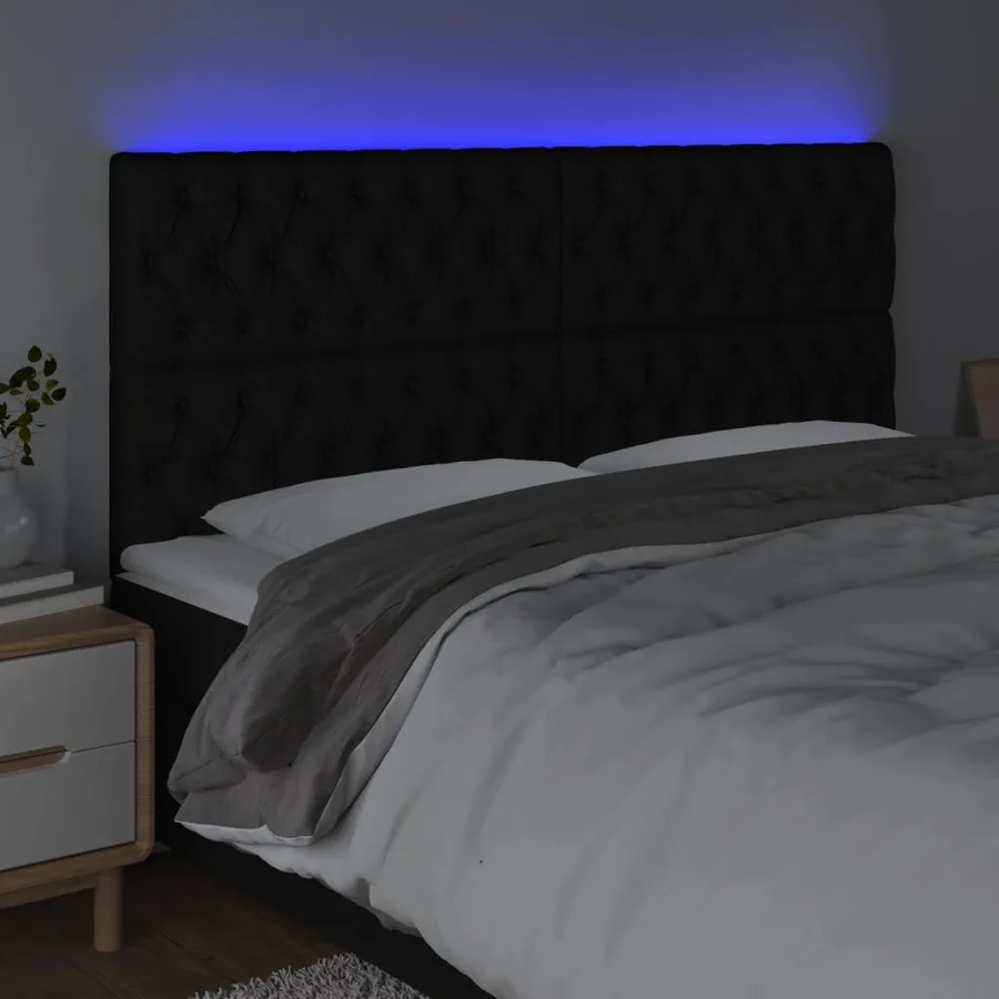 Tête de lit à LED Noir 180x7x118/128 cm Tissu - 3