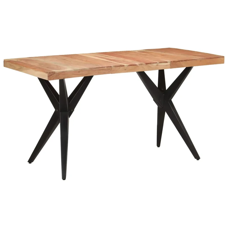 Table à dîner noir 140x70x76 cm bois d'acacia solide - 11