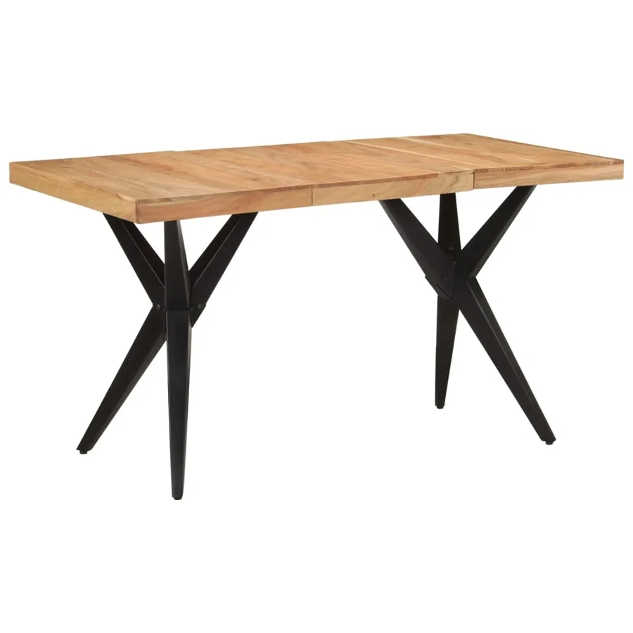 Table à dîner noir 140x70x76 cm bois d'acacia solide - 9