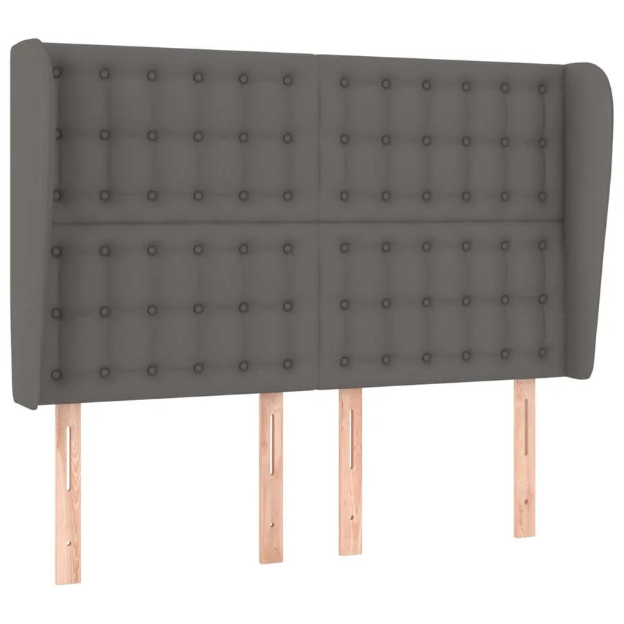 Tête de lit avec oreilles Gris 147x23x118/128 cm Similicuir - 2