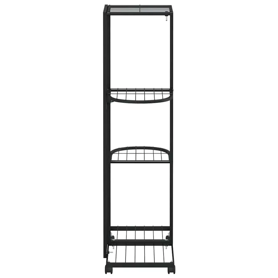 Jardinière à 4 niveaux avec roues 44x23x80 cm Noir Fer - 6