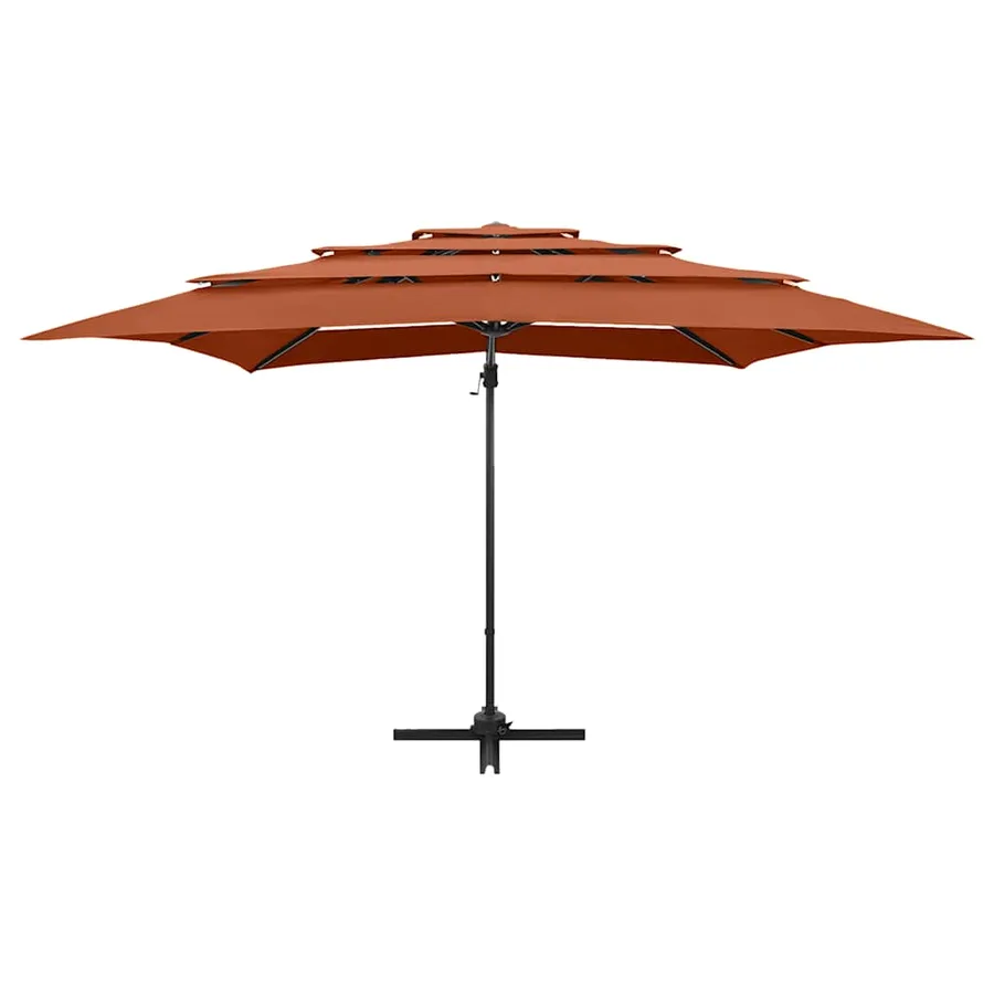 Parasol de jardin à 4 niveaux avec mât en aluminium terre cuite - 3