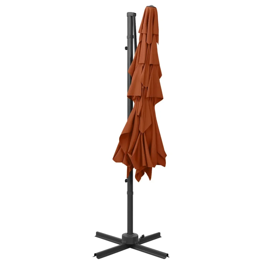 Parasol de jardin à 4 niveaux avec mât en aluminium terre cuite - 5