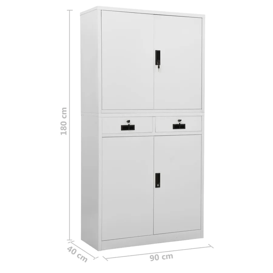 Armoire de bureau Gris clair 90x40x180 cm Acier - 11