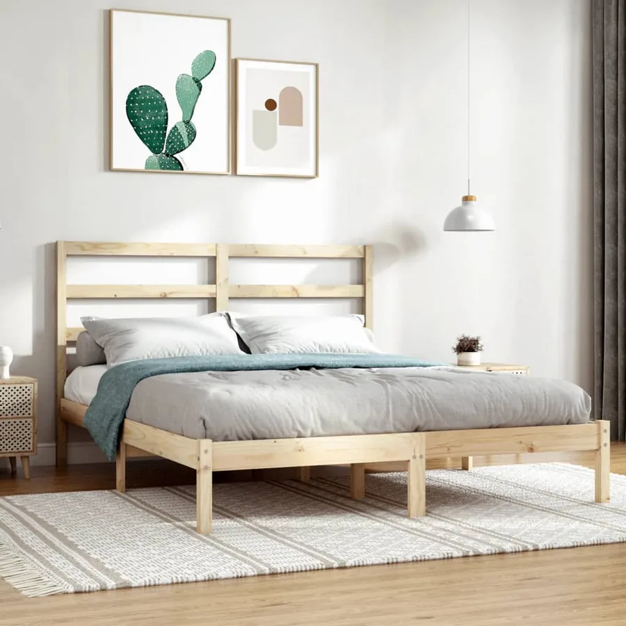 Cadre de lit sans matelas 135x190 cm bois massif