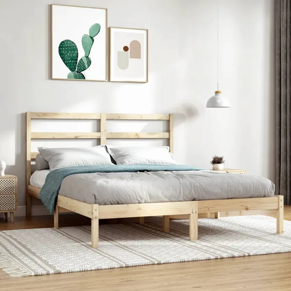 Cadre de lit sans matelas 135x190 cm bois massif