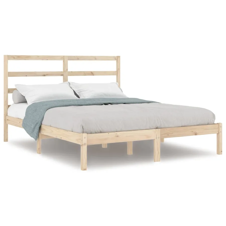 Cadre de lit sans matelas 135x190 cm bois massif - 2