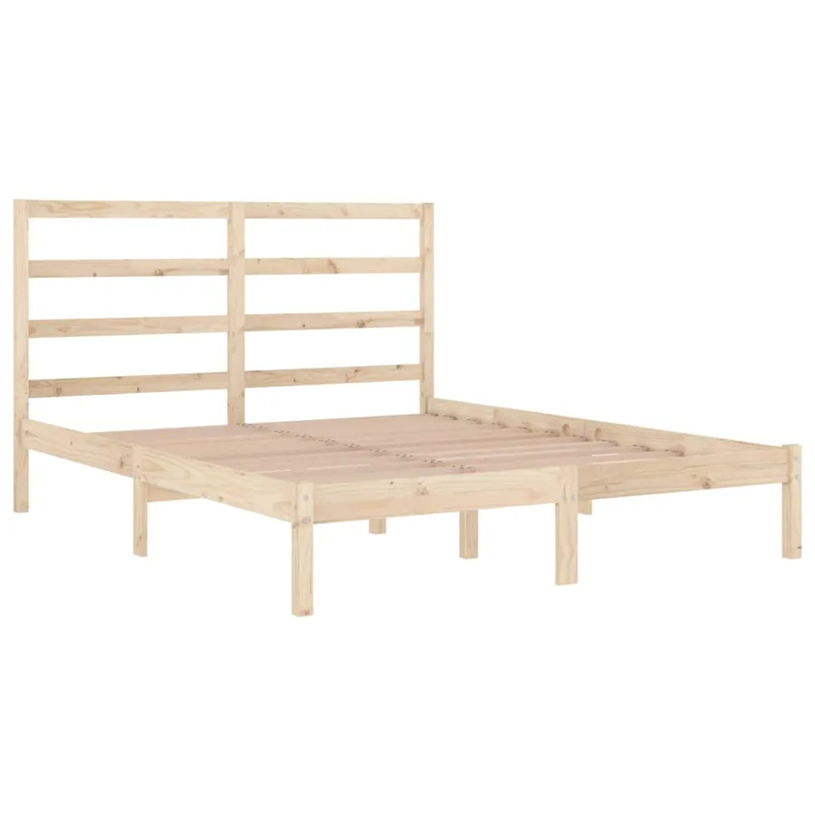 Cadre de lit sans matelas 135x190 cm bois massif - 4