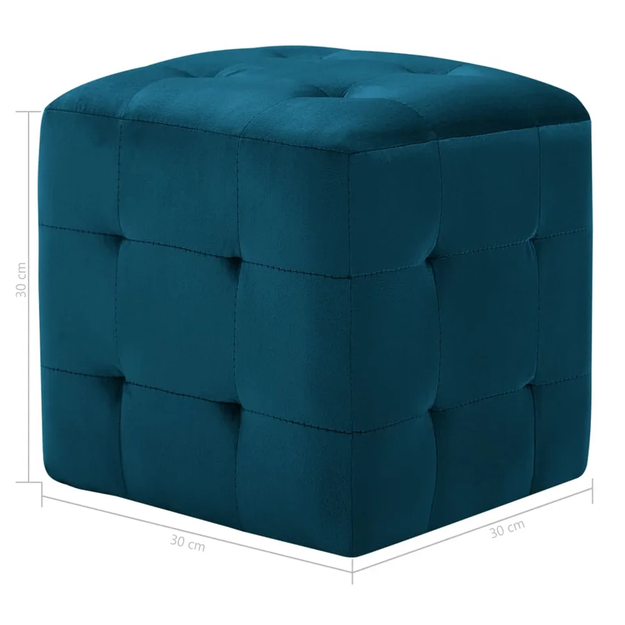2 pcs Tables de chevet Bleu 30x30x30 cm Tissu velours - 6