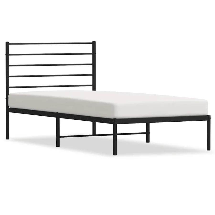 Cadre de lit métal sans matelas avec tête de lit noir 80x200 cm - 2