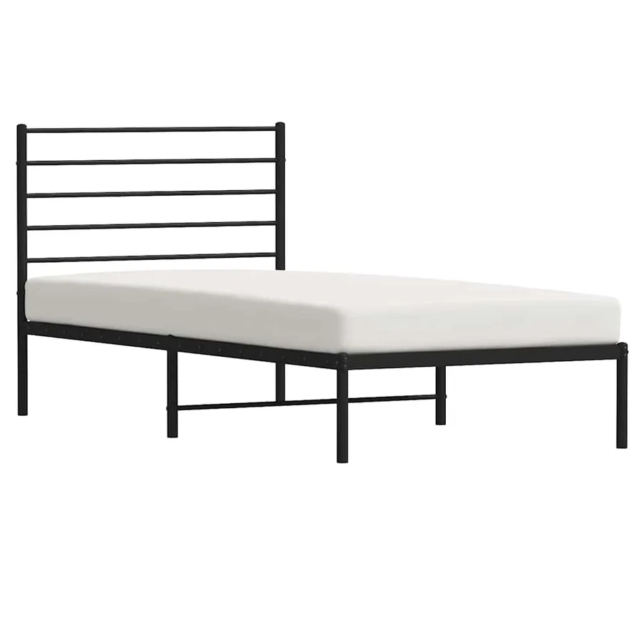 Cadre de lit métal sans matelas avec tête de lit noir 80x200 cm - 5