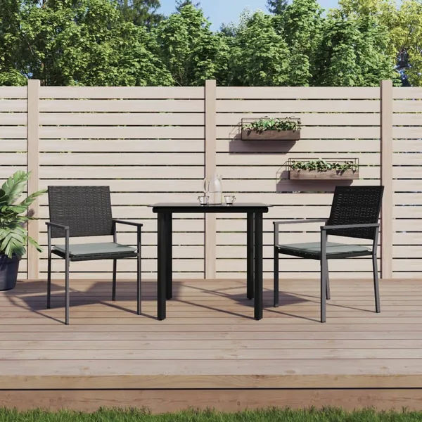Ensemble à manger de jardin 3 pcs coussins résine tressée acier