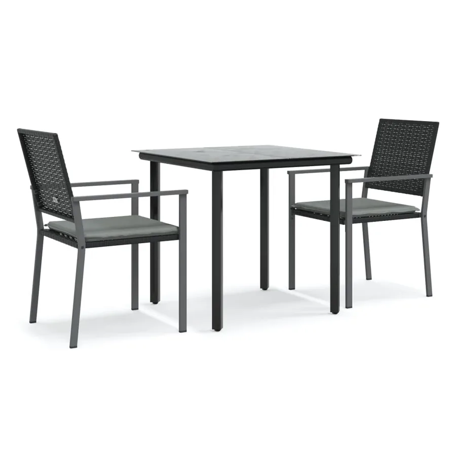 Ensemble à manger de jardin 3 pcs coussins résine tressée acier - 2