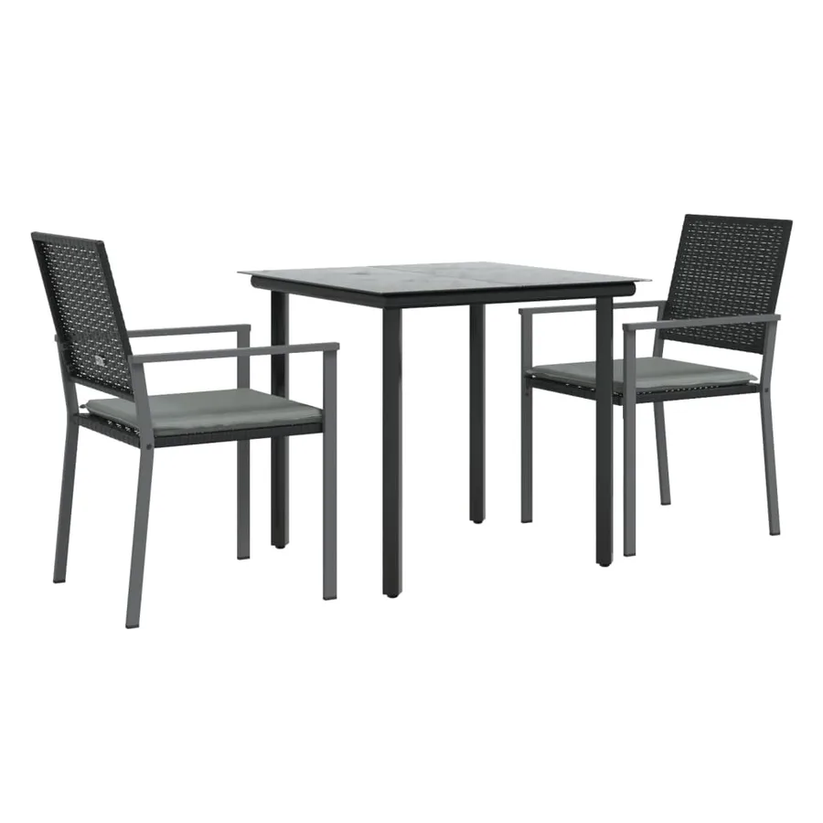 Ensemble à manger de jardin 3 pcs coussins résine tressée acier - 3