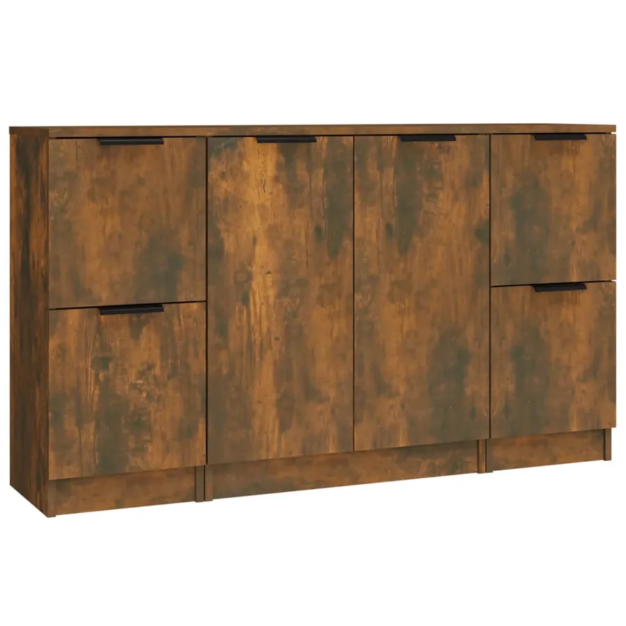 Buffets 3 pcs Chêne fumé Bois d'ingénierie - 2