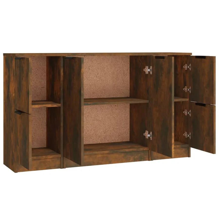 Buffets 3 pcs Chêne fumé Bois d'ingénierie - 6
