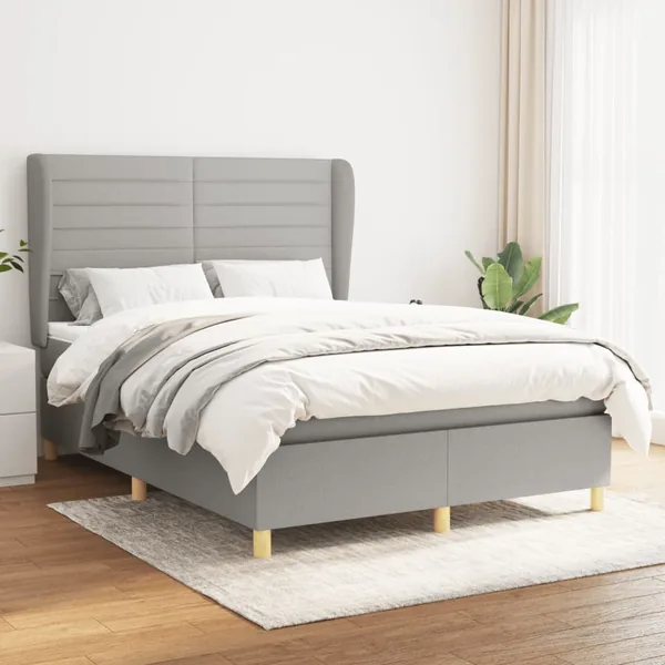 Sommier à lattes de lit avec matelas Gris clair 140x200cm Tissu