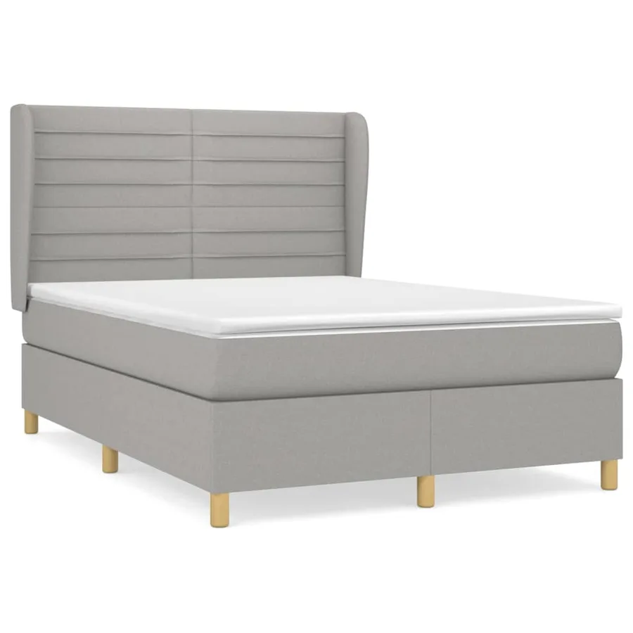 Sommier à lattes de lit avec matelas Gris clair 140x190cm Tissu - 2