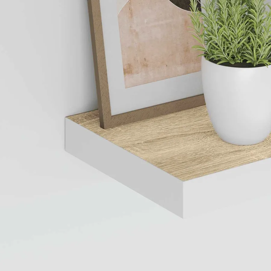Étagères flottantes 2 pcs chêne et blanc 60x23,5x3,8 cm MDF - 4