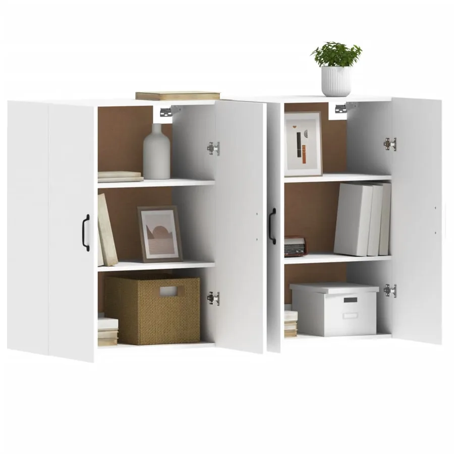 Armoires murales 2 pcs blanc bois d'ingénierie - 4